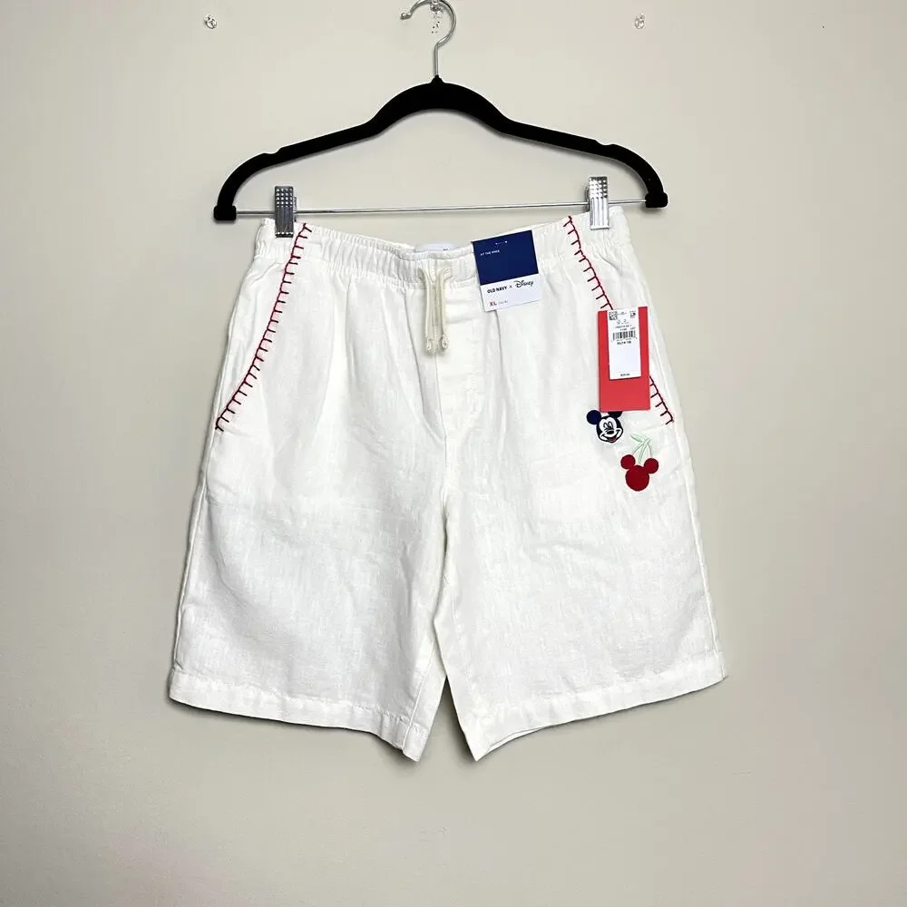 NWT Old Navy x Disney Mickey Mouse Linen-Blend Jogger Shorts Cruise Sz XL(14-16)
